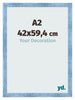 Fotokader 42x59 4cm A2 Helder Blauw Geveegd MDF Pisa Voorzijde Maat | Yourdecoration.be