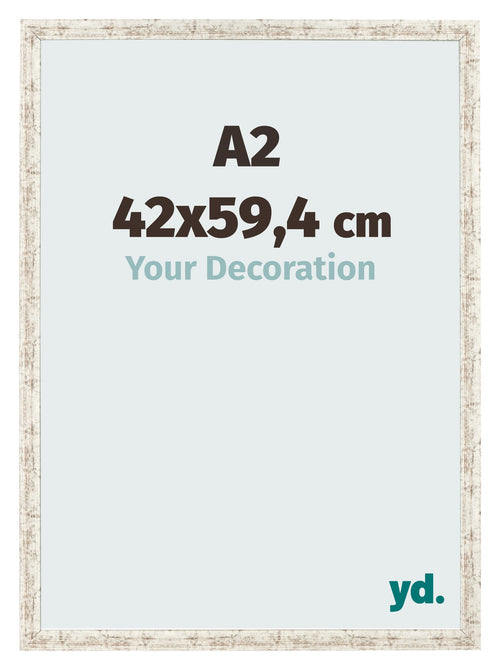 Fotokader 42x59 4cm A2 Wit Vintage MDF Bologna Voorzijde Maat | Yourdecoration.be
