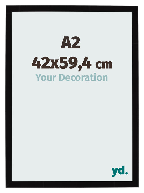 Fotokader 42x59 4cm A2 Zwart Hoogglans MDF Bologna Voorzijde Maat | Yourdecoration.be