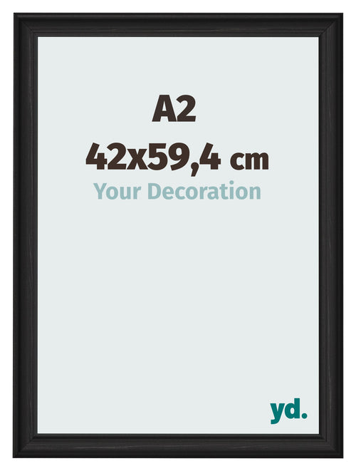 Fotokader 42x59 4cm A2 Zwart Houtnerf MDF Lazio Voorzijde Maat | Yourdecoration.be
