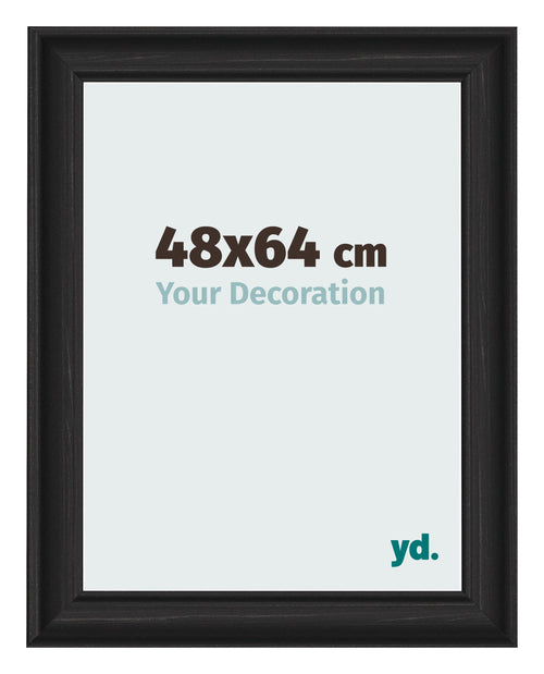 Fotokader 48x64cm Zwart Houtnerf MDF Lazio Voorzijde Maat | Yourdecoration.be