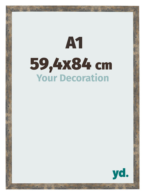 Fotokader 59 4x84cm A1 Blauw Goud Gemeleerd MDF Bologna Voorzijde Maat | Yourdecoration.be