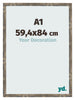 Fotokader 59 4x84cm A1 Blauw Goud Gemeleerd MDF Bologna Voorzijde Maat | Yourdecoration.be