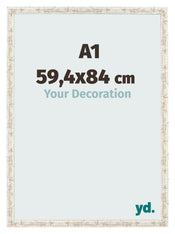 Fotokader 59 4x84cm A1 Wit Vintage MDF Bologna Voorzijde Maat | Yourdecoration.be