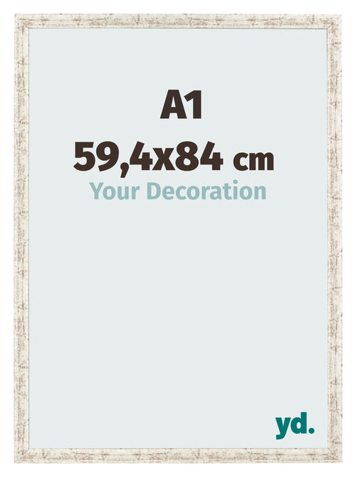 Fotokader 59 4x84cm A1 Wit Vintage MDF Bologna Voorzijde Maat | Yourdecoration.be