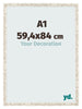 Fotokader 59 4x84cm A1 Wit Vintage MDF Bologna Voorzijde Maat | Yourdecoration.be