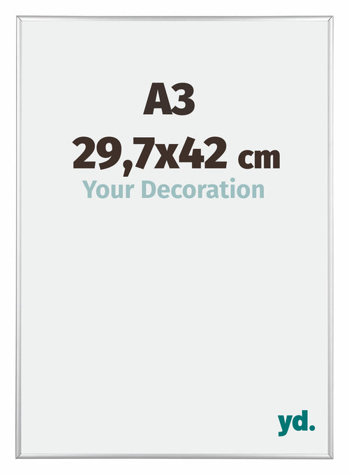 Kent Aluminium Fotokader 29 7x42cm A3 Zilver Hoogglans Voorzijde Maat | Yourdecoration.be