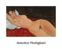 Kunstdruk Amedeo Modigliani Liegender Frauenakt auf weißem Kissen 50x40cm AMO 2002 PGM | Yourdecoration.be
