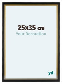 Lincoln Houten Fotokader 25x35cm Zwart Goud Voorzijde Maat | Yourdecoration.be