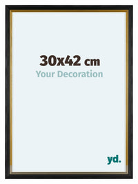 Lincoln Houten Fotokader 30x42cm Zwart Goud Voorzijde Maat | Yourdecoration.be