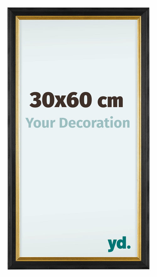 Lincoln Houten Fotokader 30x60cm Zwart Goud Voorzijde Maat | Yourdecoration.be