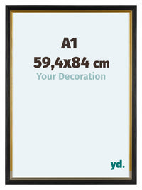 Lincoln Houten Fotokader 59 4x84cm A1 Zwart Goud Voorzijde Maat | Yourdecoration.be