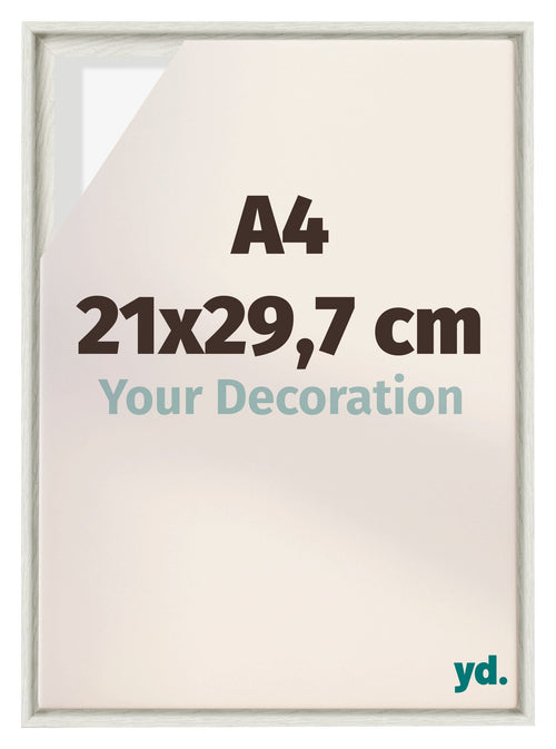 Lyon MDF Baklijst 21x29 7cm A4 White Wash Voorzijde Maat | Yourdecoration.be