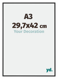 Miami Aluminium Fotokader 29 7x42cm A3 Zwart Hoogglans Voorzijde Maat | Yourdecoration.be