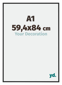 Miami Aluminium Fotokader 59 4x84cm A1 Zwart Hoogglans Voorzijde Maat | Yourdecoration.be