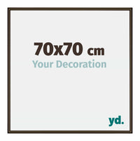 New York Aluminium Fotokader 70x70cm Walnoot Structuur Voorzijde Maat | Yourdecoration.be