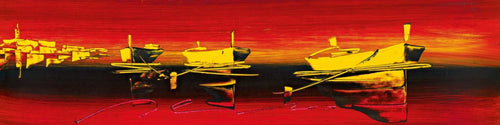 PGM ICC 04 Irene Celic Tre barche nel rosso II Kunstdruk 100x25cm | Yourdecoration.be