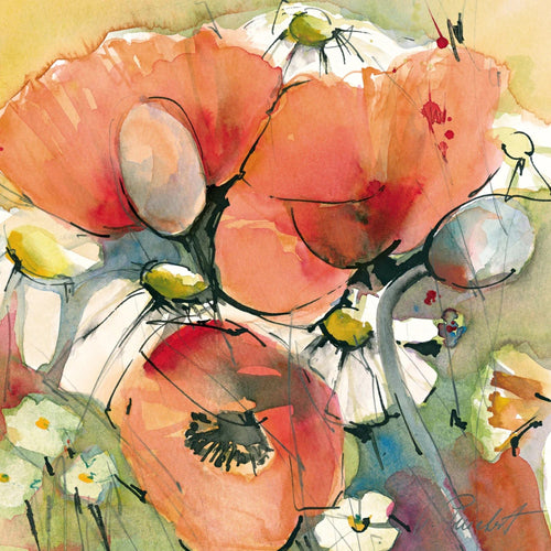PGM MPT 06 Marta Peuckert Mohn und Margeriten Kunstdruk 21x21cm | Yourdecoration.be
