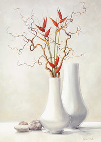 PGM VDV 84 Karin Van der Valk Willow Twigs with Red Flowers Kunstdruk 30x40cm | Yourdecoration.be