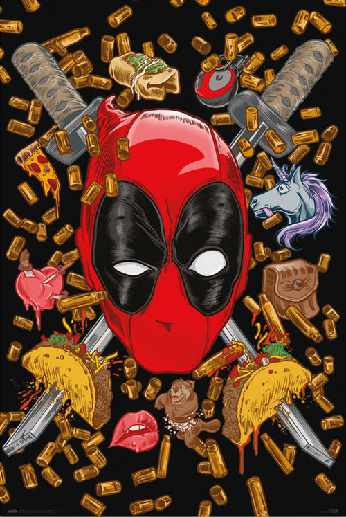 Poster Marvel Deadpool Bullets And Chimichangas 61x91 5cm Grupo Erik GPE5790 | Yourdecoration.be