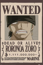 Poster One Piece Wanted Zoro 61x91 5cm PP2501065 | Yourdecoration.be