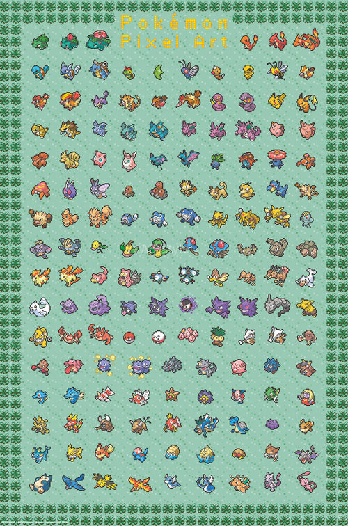 Poster Pokemon Pixel Art 61x91 5cm GBYDCOA042 | Yourdecoration.be