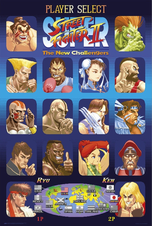 Poster Street Fighter Player Select 61x91 5cm Grupo Erik GPE5776 | Yourdecoration.be