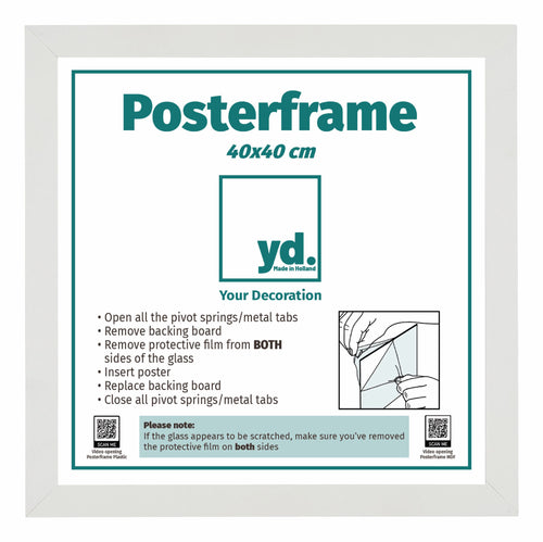 Posterkader MDF 40x40cm Wit Mat Voorzijde Maat | Yourdecoration.be