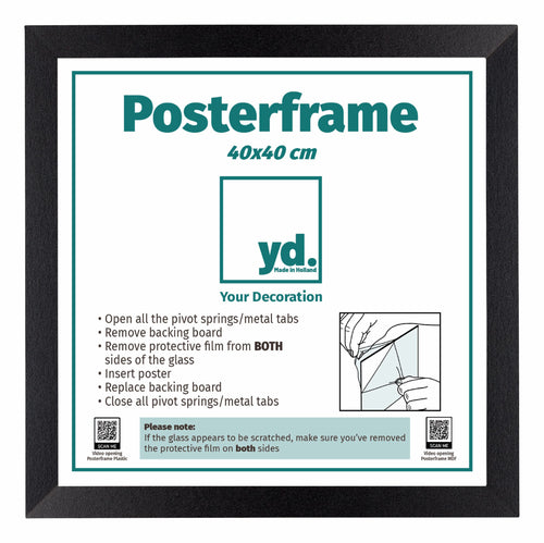 Posterkader MDF 40x40cm Zwart Mat Voorzijde Maat | Yourdecoration.be