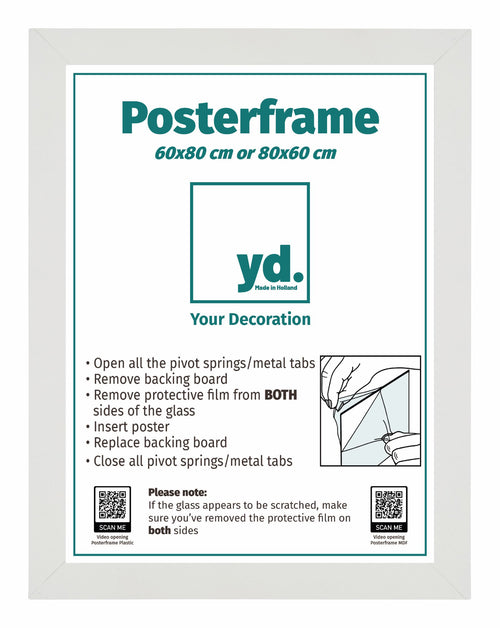 Posterkader MDF 60x80 Wit Mat Voorzijde Maat | Yourdecoration.be