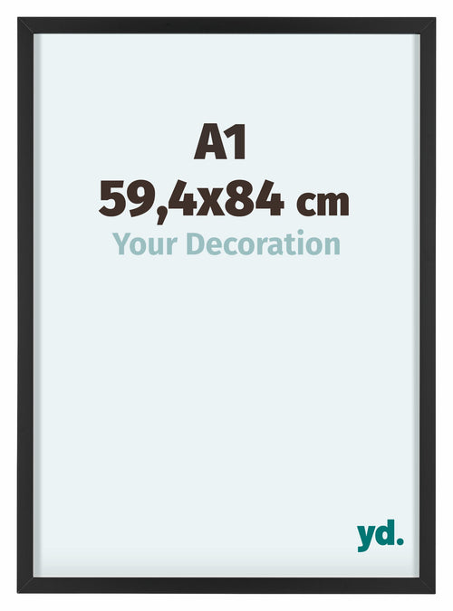Virginia Aluminium Fotokader 59 4x84cm A1 Zwart Voorzijde Maat | Yourdecoration.be
