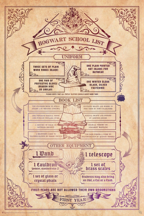 Harry Potter School List Poster 61X91 5cm | Yourdecoration.be