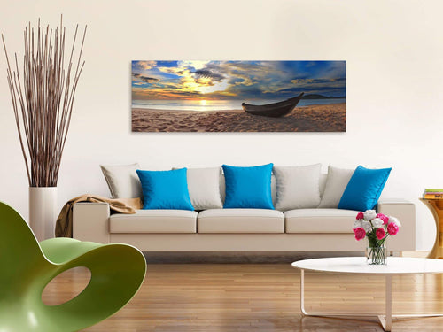 Artgeist Boat on the Beach Narrow Canvas Schilderij Sfeer | Yourdecoration.be