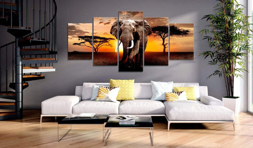 Artgeist Elephant Migration Canvas Schilderij 5 luik Sfeer | Yourdecoration.be