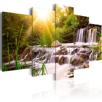 Artgeist Forest Waterfall Canvas Schilderij 5 luik | Yourdecoration.be