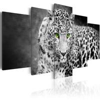 Artgeist Leopard Black and White Canvas Schilderij 5 luik | Yourdecoration.be