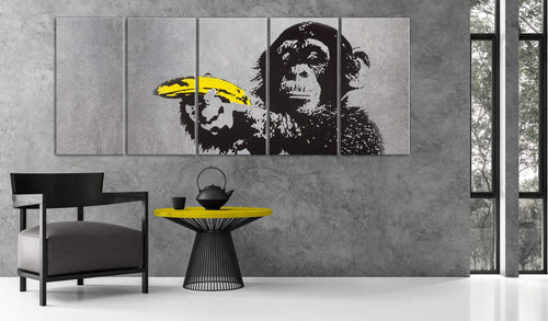 Artgeist Monkey and Banana Canvas Schilderij 5 luik Sfeer | Yourdecoration.be