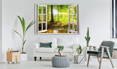 Artgeist Window View on Forest Canvas Schilderij Sfeer | Yourdecoration.be