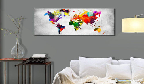 Artgeist World Map Coloured Revolution Canvas Schilderij Sfeer | Yourdecoration.be