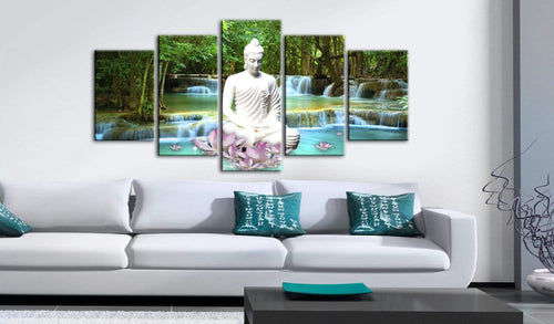 Artgeist Zen Waterfall Canvas Schilderij 5 luik Sfeer | Yourdecoration.be
