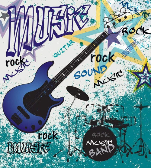 Dimex Blue Guitar Fotobehang 225x250cm 3 banen | Yourdecoration.be