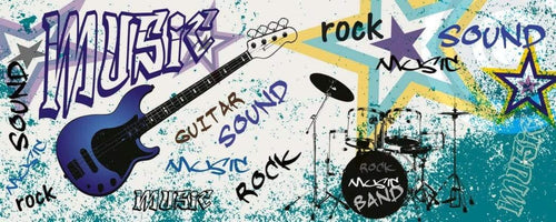 Dimex Blue Guitar Fotobehang 375x150cm 5 banen | Yourdecoration.be