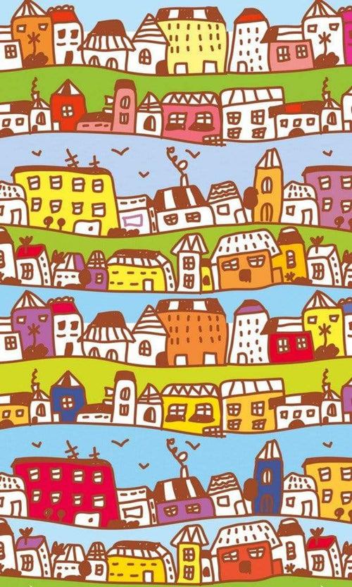 Dimex Houses in Town Fotobehang 150x250cm 2 banen | Yourdecoration.be
