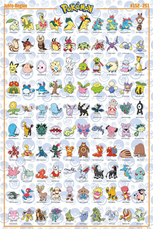 Gbeye FP4976 Pokemon Johto German Characters Poster 61x 91-5cm | Yourdecoration.be