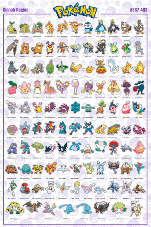 Gbeye GBYDCO078 Pokemon Sinnoh French Characters Poster 61x 91-5cm | Yourdecoration.be
