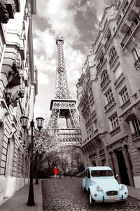 GBeye Paris Red Girl Blue Car Poster 61x91,5cm | Yourdecoration.be