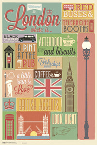 Grupo Erik GPE5542 London Collage Poster 61X91,5cm | Yourdecoration.be