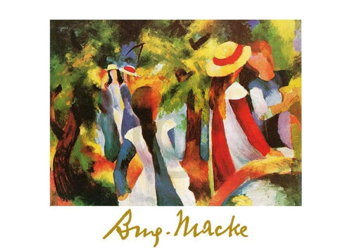 August Macke   Ragazze sotto gli alberi Kunstdruk 70x50cm | Yourdecoration.be