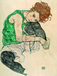 Egon Schiele   Sitzende Frau mit hochgezogenen Kunstdruk 60x80cm | Yourdecoration.be