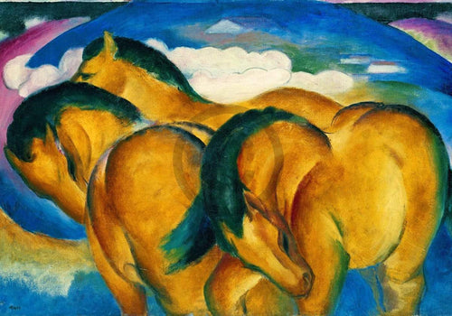 Franz Marc   Die kleinen gelben Pferde Kunstdruk 100x70cm | Yourdecoration.be